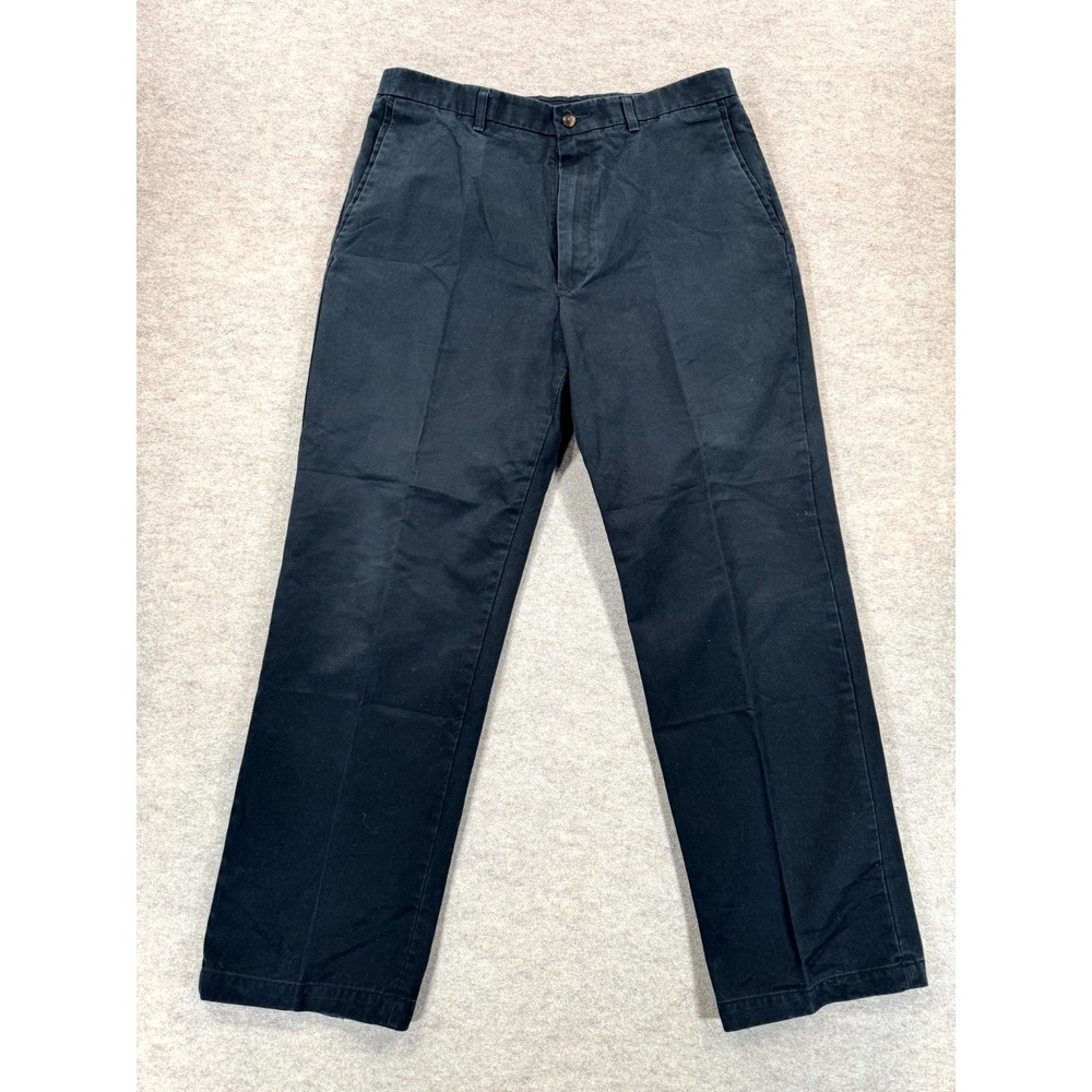 Haggar Premium No Iron Chino Pants Mens 36x32 Black Cotton Straight Flat Front
